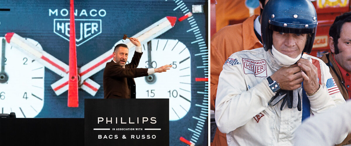 Aurel Bacs voltou a ter em mãos um recorde em leilão: o Heuer Monaco usado por Steve McQueen © DR