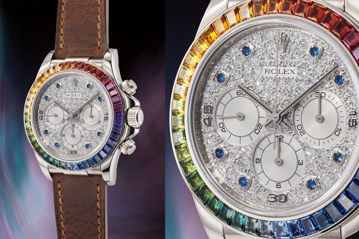 The Rebirth of Mechanical Watchmaking 1980-1999: Lote 27 – Rolex Cosmograph Daytona Rainbow | Foto: Phillips